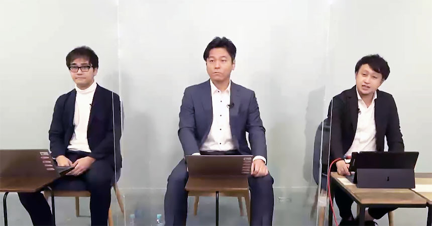 左から、株式会社SHIFT 経営管理本部 経営管理部 法務グループ 上西健太郎氏、株式会社SHIFT 経営管理本部 経営管理部 法務グループ グループ長 照山浩由氏、GVA TECH株式会社 取締役 CLO/弁護士 康潤碩氏