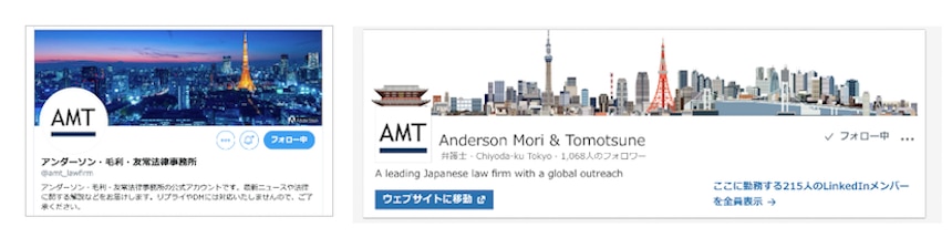 左：Twitterアカウントの画像 右：Linkedinアカウントの画像