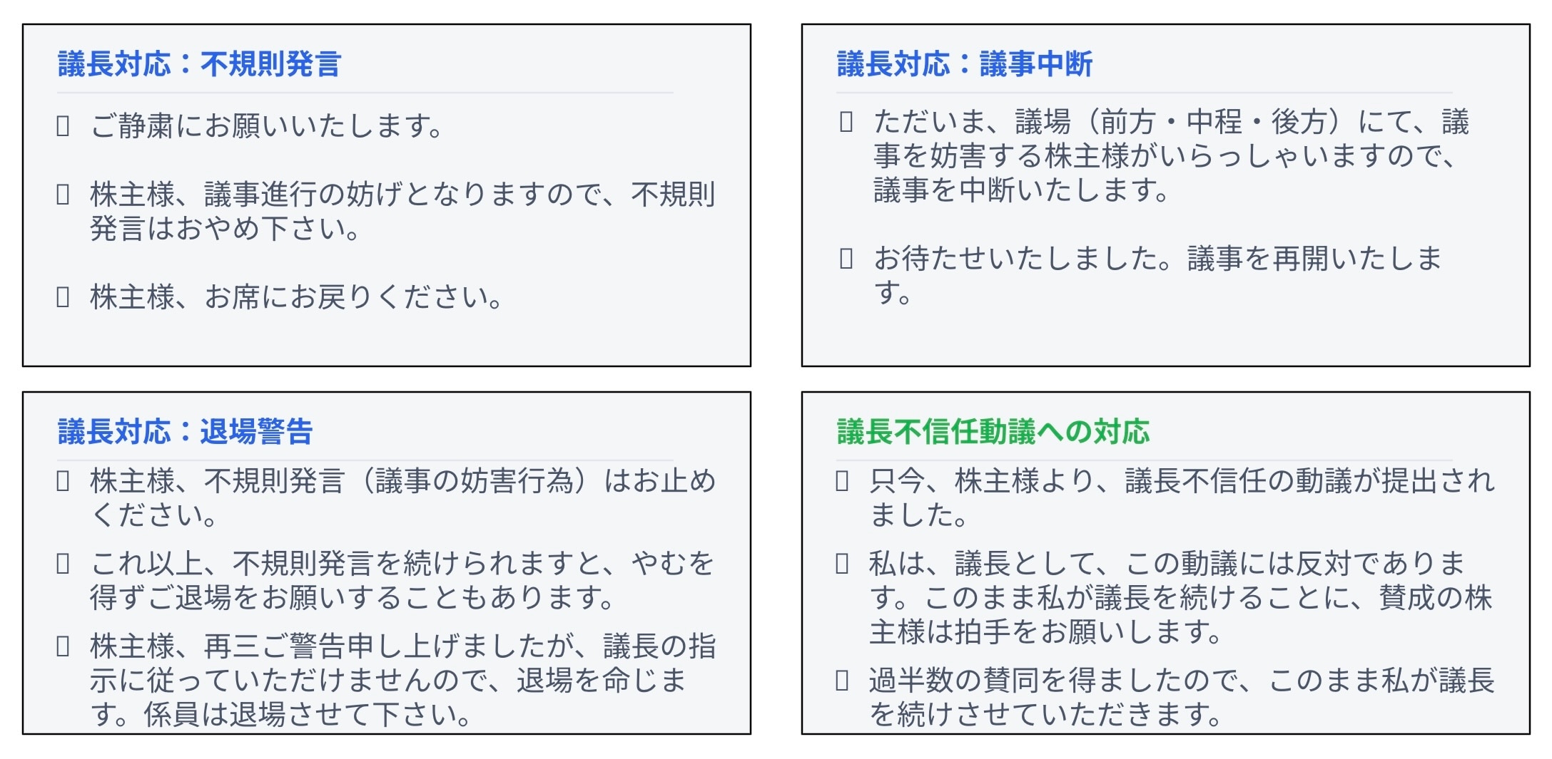 議長のシナリオカードの例