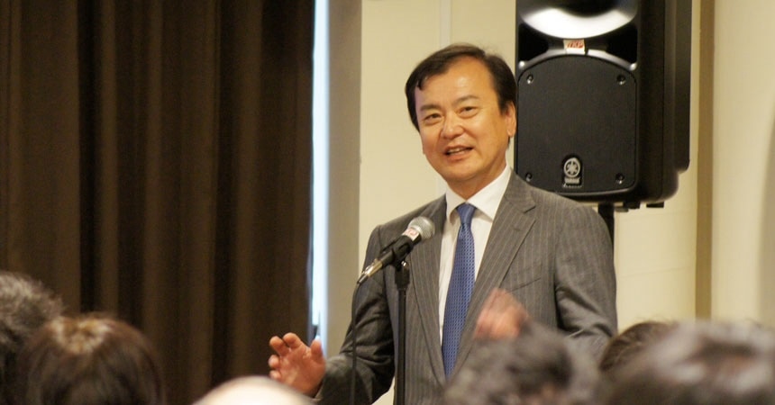 開会の挨拶で札幌オフィス開設の経緯を語る 岩田合同法律事務所 代表パートナー 田路至弘弁護士