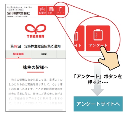 「ネットで招集」では、株主を対象としたアンケート機能も利用できる