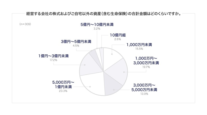 経営する会社の株式およびご自宅以外の資産（含む生命保険）の合計金額はどのくらいですか。